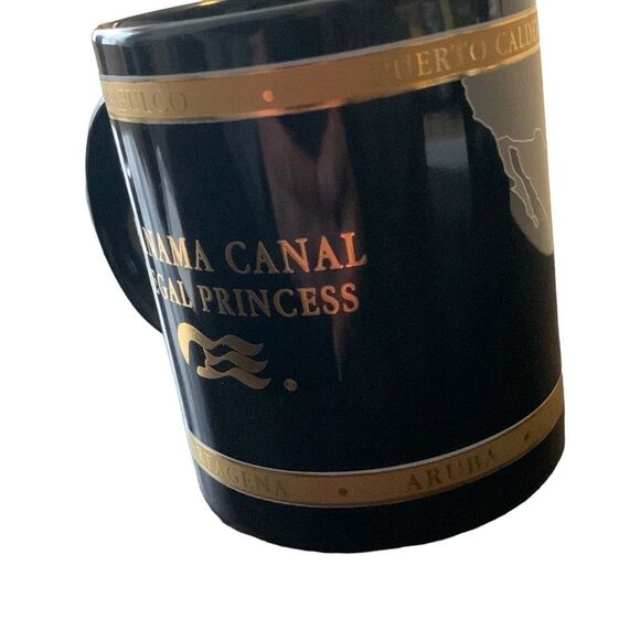 Pre Owned Regal Princess Panama Canal Cruise Coffee Mug Cup Gold Blue - Picture 3 of 11